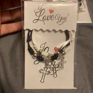 Couples matching cross bracelet set